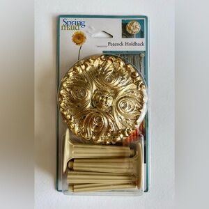 Spring Maid Peacock Curtain/Drapery Gold tone Holdbacks - Set of 2 NIB